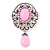 Light Pink Diamante Precious Heirloom Charm Brooch (Burn Silver Tone)