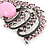 Light Pink  Diamante Precious Heirloom Feather Charm Brooch (Burn Silver Tone) - view 2