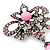 Light Pink Diamante Precious Heirloom Charm Brooch (Burn Silver Tone) - view 3