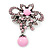 Light Pink Diamante Precious Heirloom Charm Brooch (Burn Silver Tone) - view 5