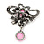 Light Pink Diamante Precious Heirloom Charm Brooch (Burn Silver Tone) - view 6
