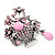 Vintage Pink Diamante Flower Basket Brooch (Burn Silver Finish) - view 4