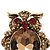 Citrine CZ Owl Brooch In Gold Plated Metal - 6cm Length - view 2