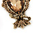 Citrine CZ Owl Brooch In Gold Plated Metal - 6cm Length - view 4