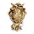 Citrine CZ Owl Brooch In Gold Plated Metal - 6cm Length - view 5
