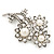 Clear Crystal Imitation Pearl 'Sunflower' Brooch In Silver Plating - 7cm Length - view 3
