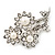 Clear Crystal Imitation Pearl 'Sunflower' Brooch In Silver Plating - 7cm Length - view 6