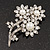 Clear Crystal Imitation Pearl 'Sunflower' Brooch In Silver Plating - 7cm Length - view 2