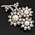 Clear Crystal Imitation Pearl 'Sunflower' Brooch In Silver Plating - 7cm Length - view 5