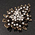Vintage Clear Diamante Floral Brooch In Bronze Metal Finish - 7cm Length - view 5