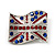 Union Jack Flag Silver Plated Crystal Brooch - 4cm Length