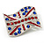 Union Jack Flag Silver Plated Crystal Brooch - 4cm Length - view 2