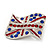 Union Jack Flag Silver Plated Crystal Brooch - 4cm Length - view 3