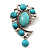 Burn Silver Turquoise Stone Charm Brooch/Pendant - 8cm Length - view 6