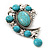 Burn Silver Turquoise Stone Charm Brooch/Pendant - 8cm Length - view 2