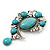 Burn Silver Turquoise Stone Charm Brooch/Pendant - 8cm Length - view 4