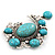 Burn Silver Turquoise Stone Charm Brooch/Pendant - 8cm Length - view 5