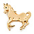 Gold Plated Galloping Horse Brooch - 4.5cm Length - view 2
