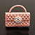 Stylish AB Crystal Pale Pink Enamel Bag Brooch In Silver Plating - 3cm Length