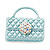 Stylish AB Crystal Pale Blue Enamel Bag Brooch In Silver Plating - 3cm Length - view 6