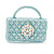 Stylish AB Crystal Pale Blue Enamel Bag Brooch In Silver Plating - 3cm Length - view 2