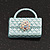 Stylish AB Crystal Pale Blue Enamel Bag Brooch In Silver Plating - 3cm Length - view 3