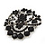 Jet-Black Diamante Corsage Brooch In Silver Plating - 5cm Diameter - view 3