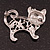 Lilac Crystal Enamel Cat Brooch In Silver Plating - 4.5cm Length - view 3