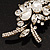 Large 'Hollywood Style' Clear Swarovski Crystal Corsage Brooch In Antique Gold Plating - 12cm Length - view 4