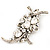 Large 'Hollywood Style' Clear Swarovski Crystal Corsage Brooch In Antique Gold Plating - 12cm Length - view 2