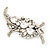 Large 'Hollywood Style' Clear Swarovski Crystal Corsage Brooch In Antique Gold Plating - 12cm Length - view 7