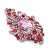Large Victorian Style Pink/Fuchsia Crystal Brooch In Silver Plating - 10cm Length - view 5