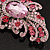 Large Victorian Style Pink/Fuchsia Crystal Brooch In Silver Plating - 10cm Length - view 2