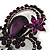 Large Deep Purple Crystal 'Butterfly' Brooch In Rhodium Plating - 8cm Length - view 3