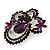 Large Deep Purple Crystal 'Butterfly' Brooch In Rhodium Plating - 8cm Length - view 4