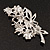 Large Clear 'Bunch Of Flowers' Brooch In Silver Plating - 10cm Length - view 6