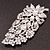 Oversized Clear Glass Floral Corsage Brooch In Silver Plating - 11.5cm Length - view 3