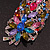 Oversized Multicoloured Glass Floral Corsage Brooch In Silver Plating - 11.5cm Length - view 3