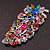 Oversized Multicoloured Glass Floral Corsage Brooch In Silver Plating - 11.5cm Length - view 4