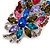 Oversized Multicoloured Glass Floral Corsage Brooch In Silver Plating - 11.5cm Length - view 8