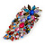 Oversized Multicoloured Glass Floral Corsage Brooch In Silver Plating - 11.5cm Length - view 9