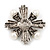 Vintage Burn Silver Diamante 'Cross' Brooch - 6cm Diameter - view 3