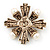 Vintage Burn Gold Diamante 'Cross' Brooch - 6cm Diameter - view 3