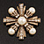 Vintage Burn Gold Diamante 'Cross' Brooch - 6cm Diameter - view 4