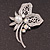 Bridal AB & Clear Crystal Floral Brooch In Silver Plating - 8cm Length - view 4