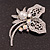 Bridal AB & Clear Crystal Floral Brooch In Silver Plating - 8cm Length