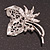 Bridal AB & Clear Crystal Floral Brooch In Silver Plating - 8cm Length - view 6