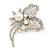 Bridal AB & Clear Crystal Floral Brooch In Silver Plating - 8cm Length - view 3