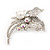 Bridal AB & Clear Crystal Floral Brooch In Silver Plating - 8cm Length - view 7