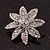 Small Clear Crystal 'Flower' Brooch In Silver Plating - 3.5cm Diameter - view 5